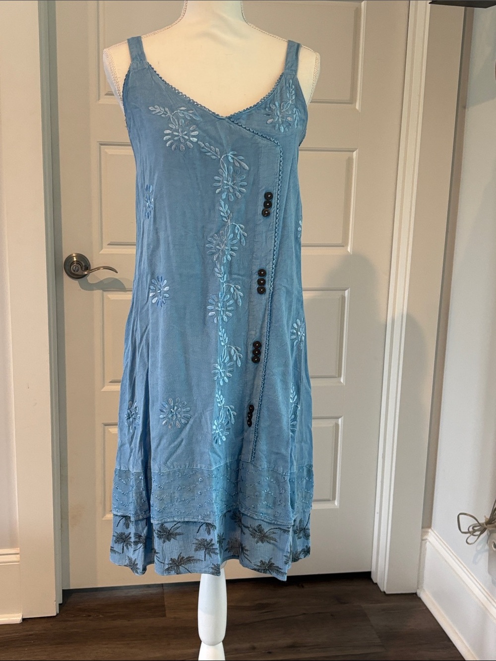 raya sun Blue Embroidered Sundress